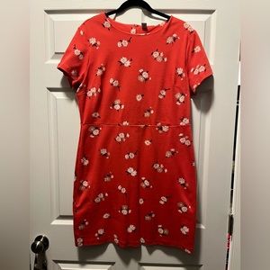 Old Navy red floral knit dress XL